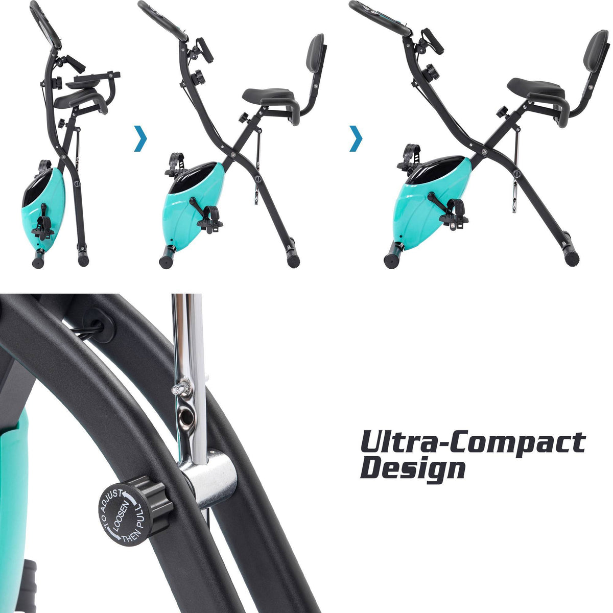 Folding Exercise Bike,Fitness Upright Recumbent X-Bike Adjustable Resistance