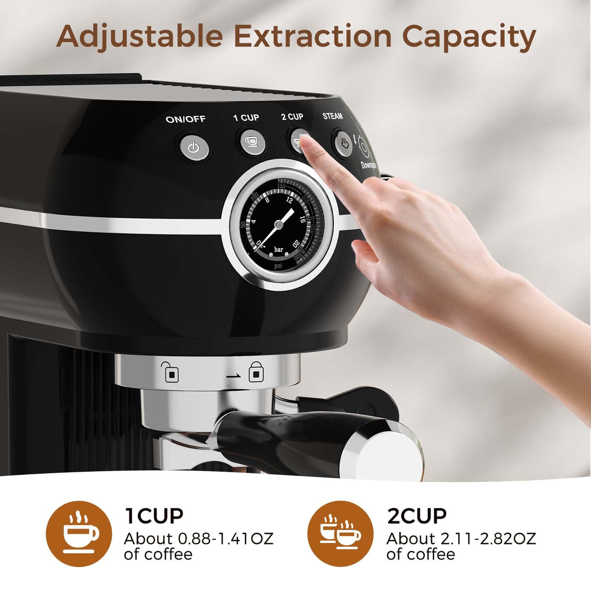 KITCHMIX Espresso Machine with Milk Frother, 20 Bar Espresso Maker for Latte and Cappuccino, Expressions Coffee Machine with Removable Water Tank (Black)
