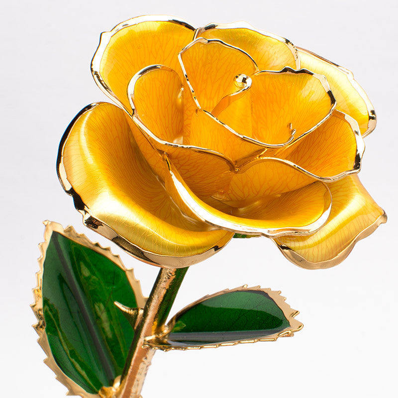 24K Gold-plated Rose Flower With A Gift Box Valentine's Day Gift Yellow