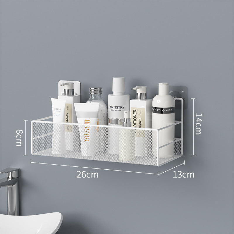 Wall-Mounted Bathroom Shelf No Drill Shower Shampoo Organizer Toilet Accessories White S