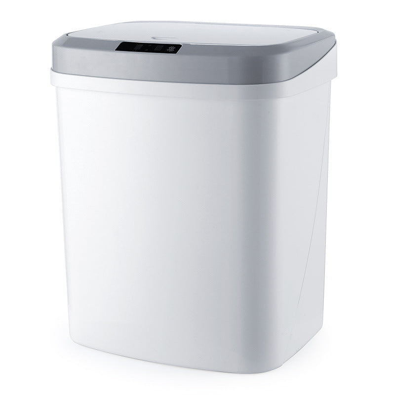 Smart Trash Can, Living Room Kitchen Induction Household Toilet Trash Can With Lid White Battery sensing