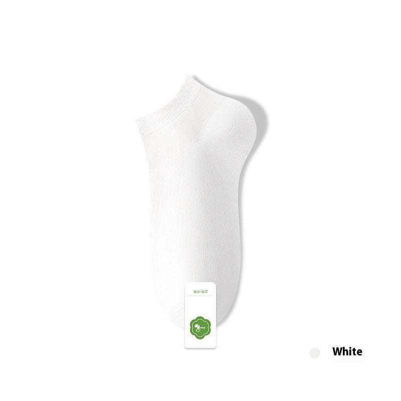 Women's Pure Cotton Spring And Summer Seamless Socks Deodorant Sweat Absorbing Socks White