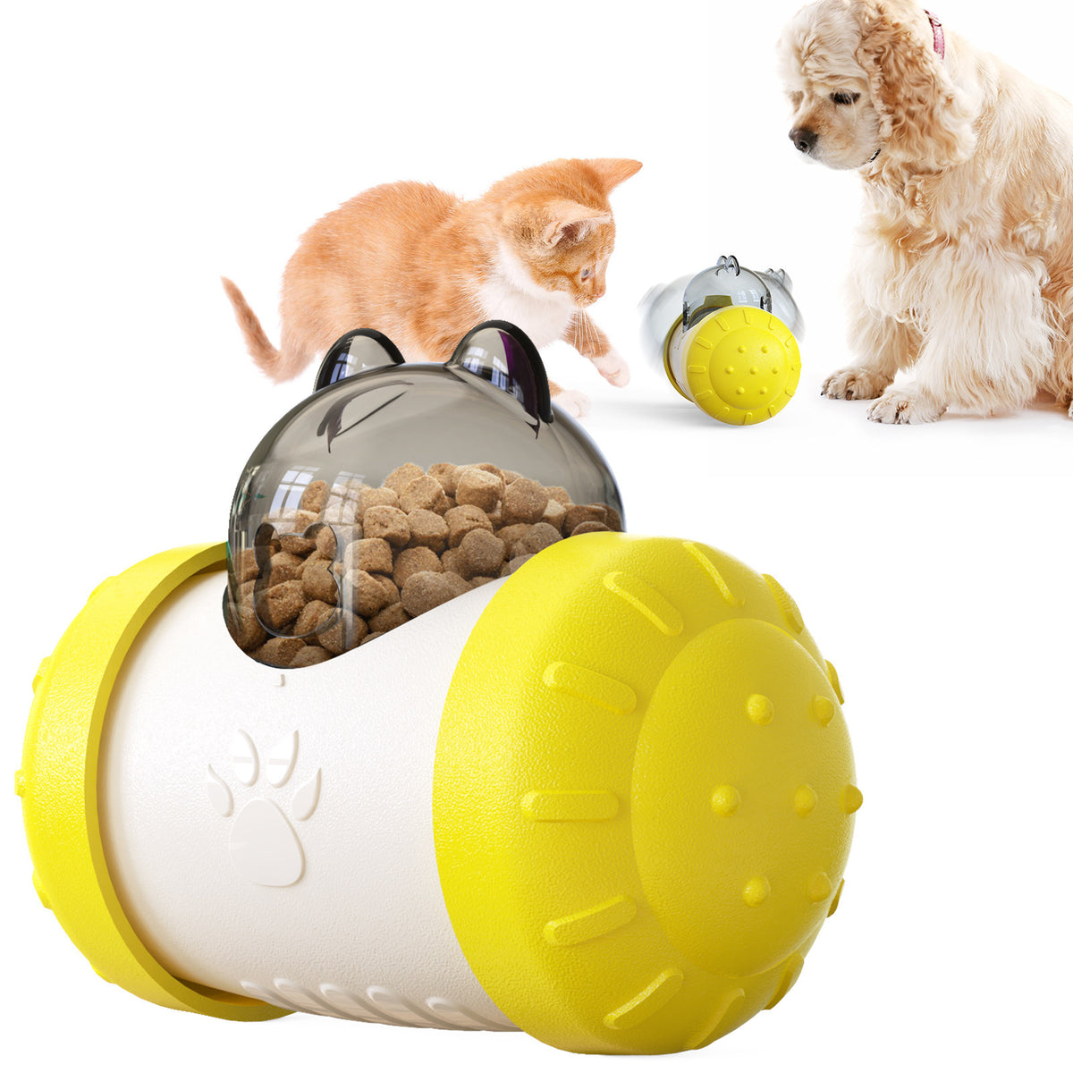 Cat Toys Interactive Dog Toys Treat Dispensing Dog Toys Cat Feeder Toy Dog Enrichment Toys Dog Treat Ball For Large Medium Small Dogs Yellow