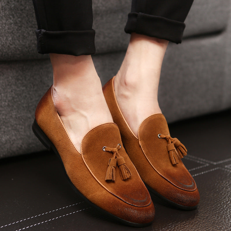 Pea shoes leather shoes for men Yellow