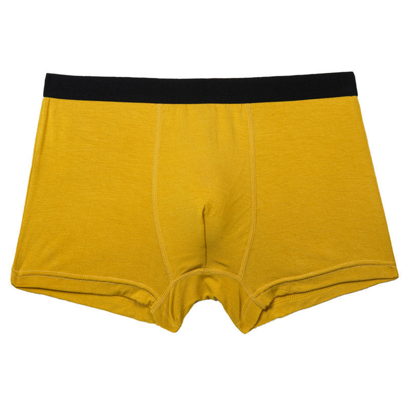 Pure Color Bamboo Fiber Men Underwear Yellow