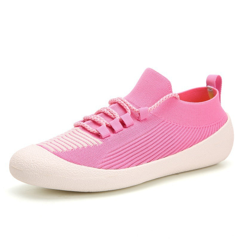 Outdoor Casual Men'S Shoes Round Toe Solid Color Casual Lace-Up Sneakers For Men Pink
