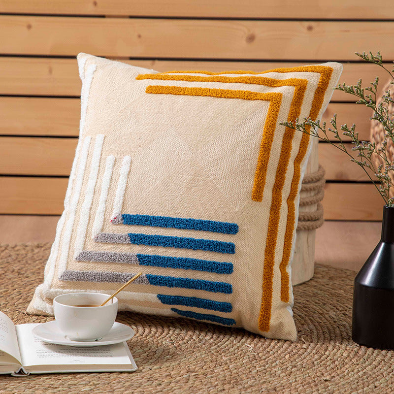 Simple Embroidered Throw Pillow Cushion Cover Yellow Single set