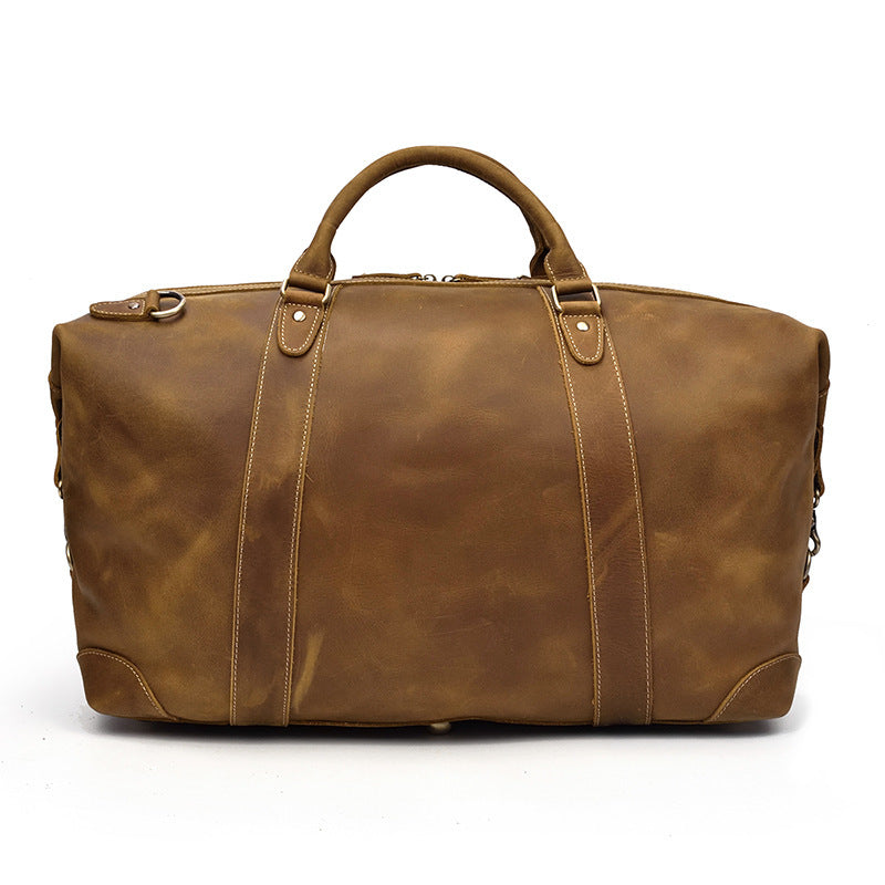 Crazy horse leather large capacity luggage bag Light brown