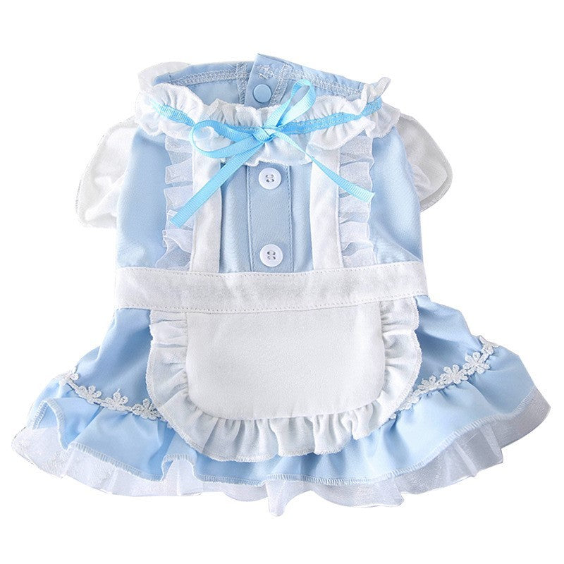 Thin Cat Princess Dress Two Feet Dog Pet Blue