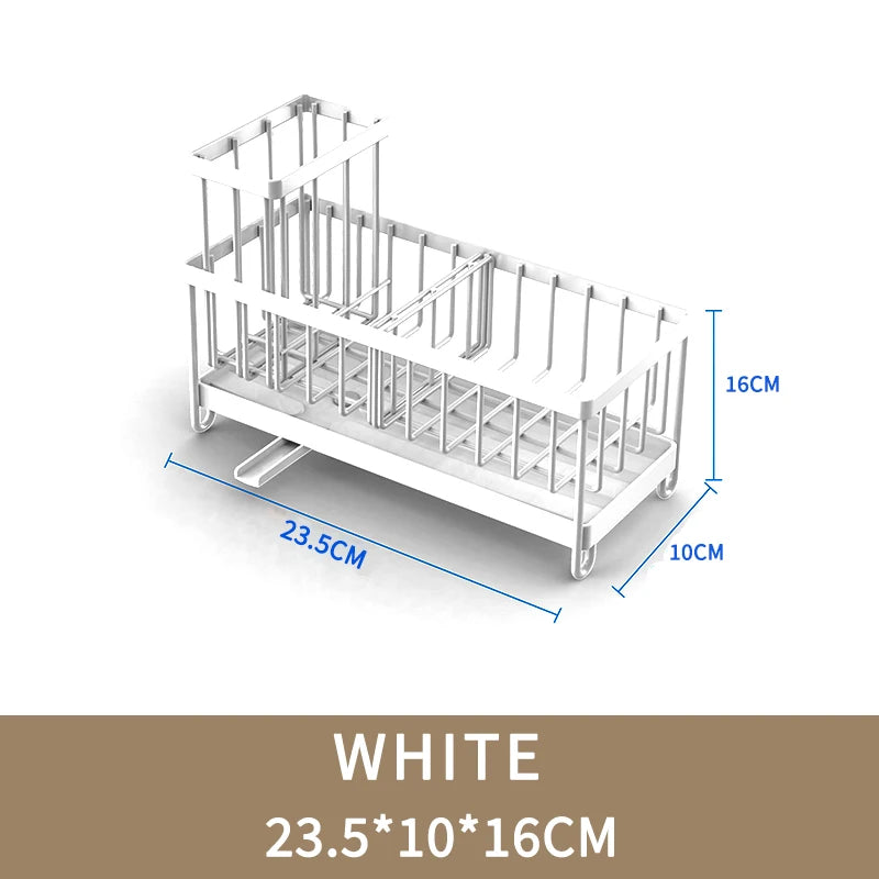 Sink Caddy Basket Drain Rack Kitchen Accessories Wash Organizer Sponge Holder 304 Stainless Steel Dish Soap Brush Storage Shelf White
