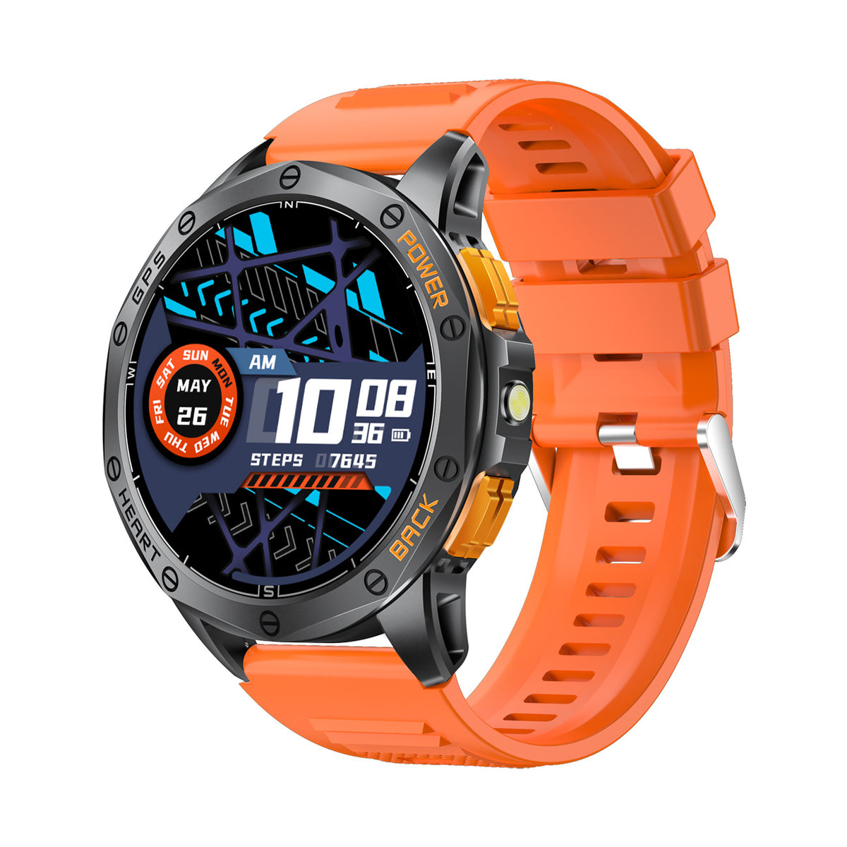 Outdoor MD53 Smart Watch GPS Waterproof Sports Watch Compass Gum Orange