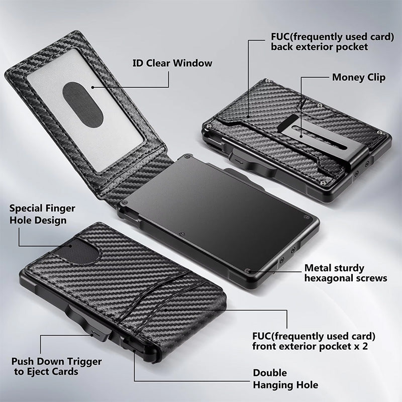 Men's Hot Sale Card Holder Metal Magnetic Flip Wallet