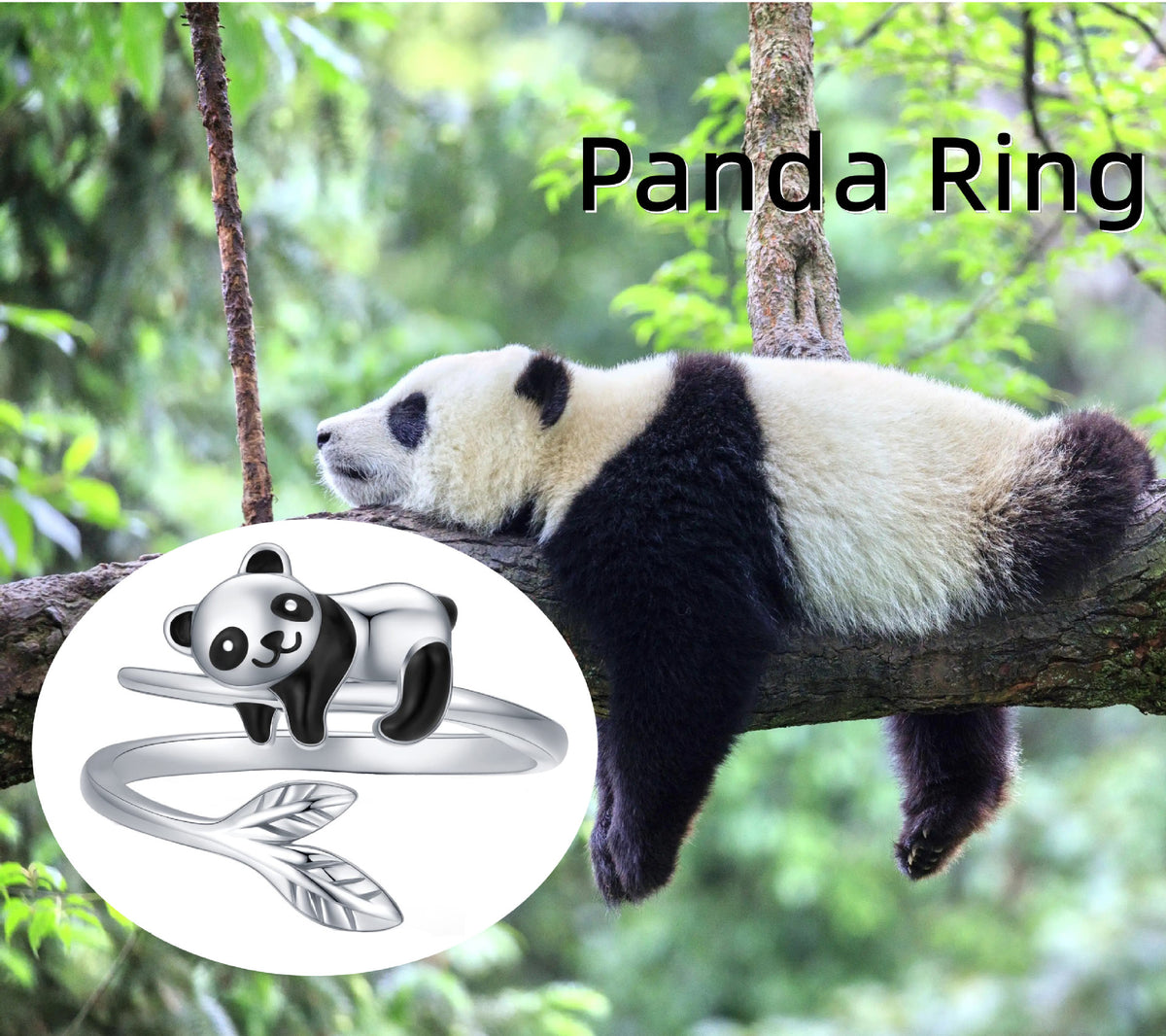 Personalized Simple Trendy Cute Animal Open Ring Panda Ring