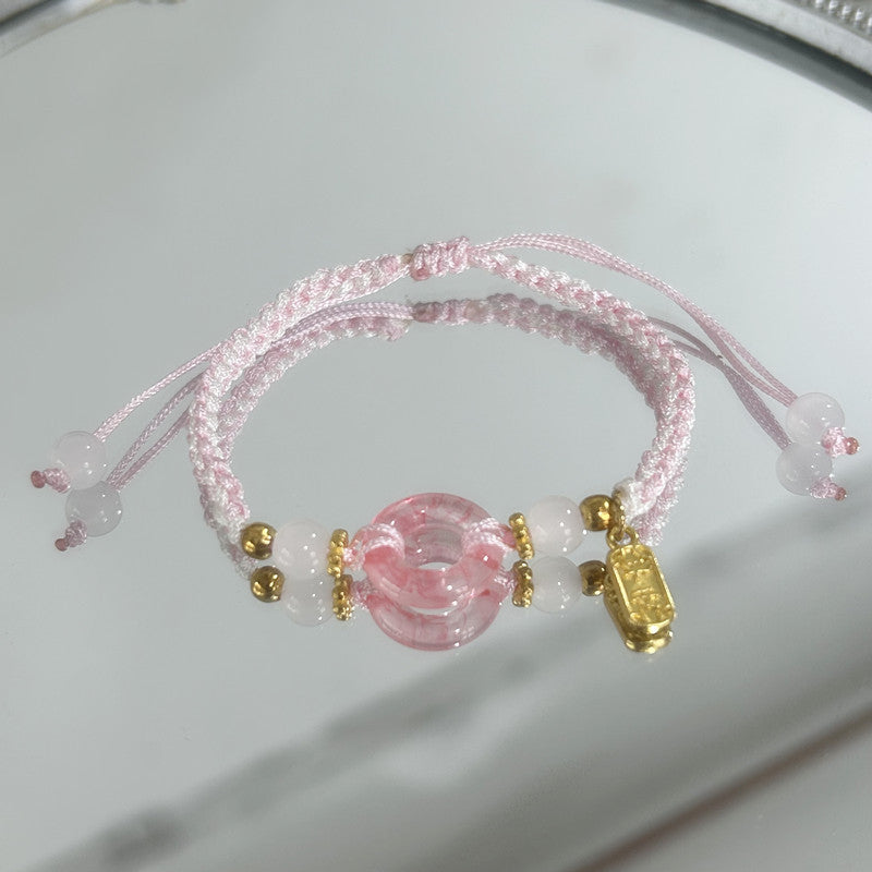 Girl Peach Blossom Color Matching Couple Safety Bracelet Pink