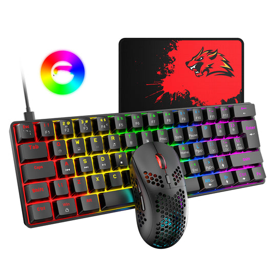 Tablet Notebook RGB Gaming Keyboard And Mouse Set Black green shaft