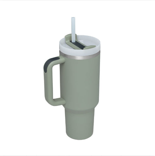 Personalized DIY Straw Coffee Insulation Cup With Handle Portable Car Stainless Steel Water Bottle Large Capacity Travel BPA Free Thermal Mug Bay leaves