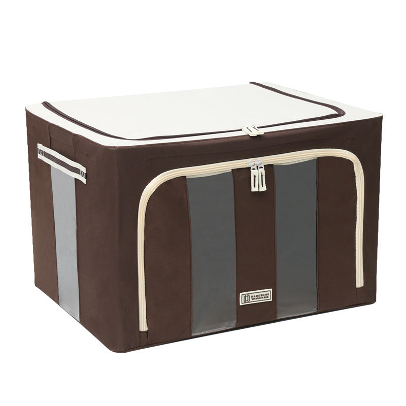 Oxford Cloth Clothes Steel Frame Storage Box Brown