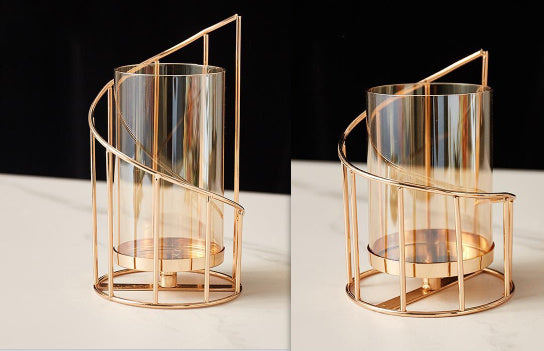 Nordic Romantic Candle Holder Ornaments Wrought Iron Candle Decoration Vase Ornaments Set