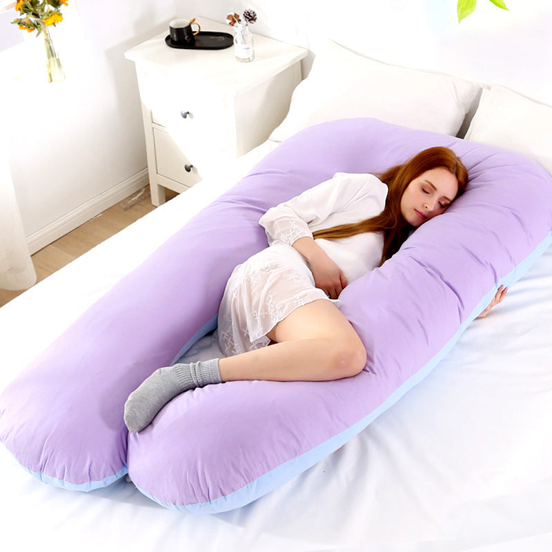 U-shaped Color Matching Belly Support Pregnant Women Pillow Sleeping Pillow Side Lying Back Pillow Purple Blue