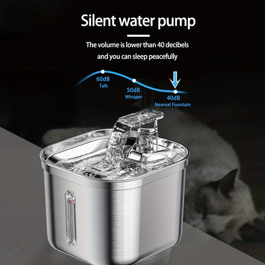 Cat Water Fountain, Stainless Steel Pet Water Fountain For Cats Inside, 3 Filters&Ultra-Quiet Pump, 73oz Automatic Dog Dispenser Water Bowl, Multiple Pets Water Fountain