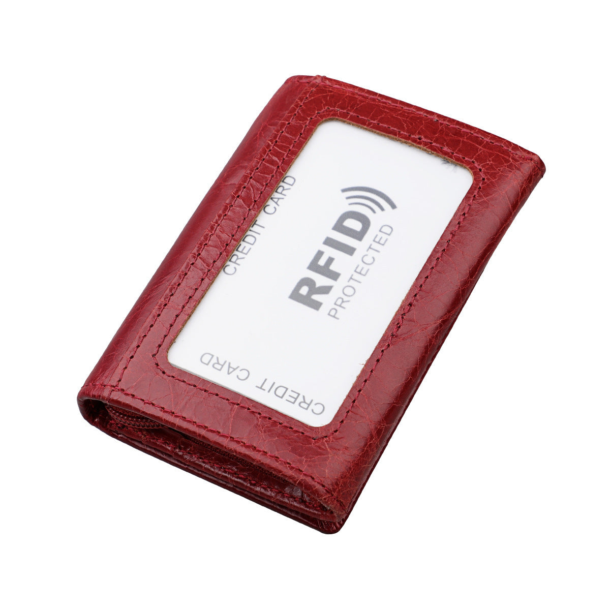 Genuine Leather Coin Purse Short Clutch Men KB171 Red