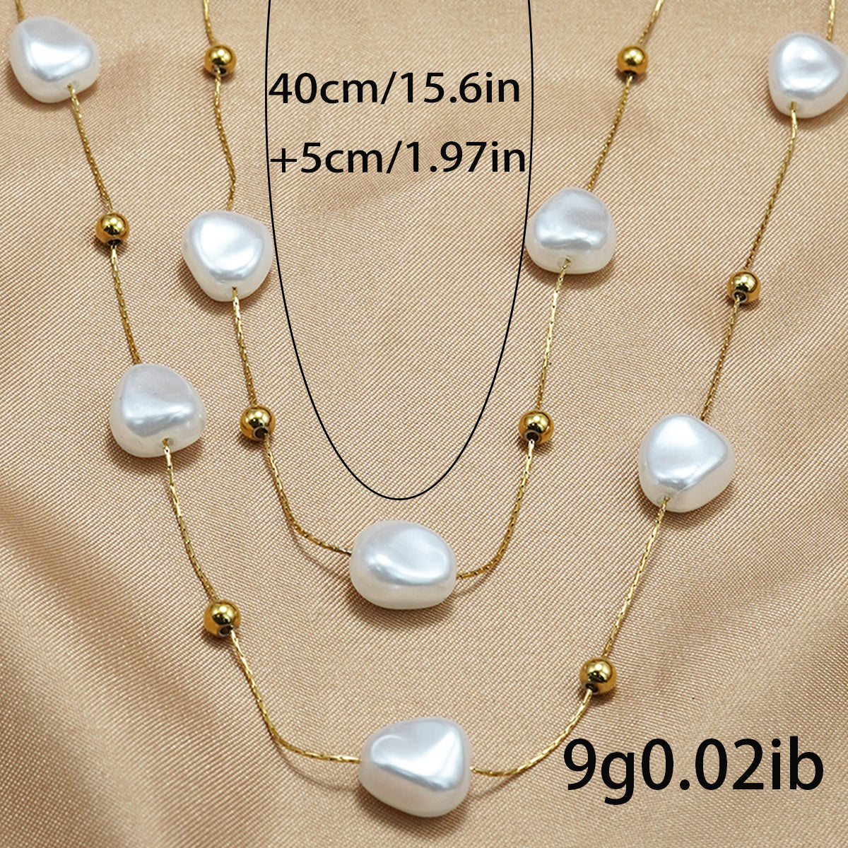 Lxalry 18K Gold Plated Pearl Studded Necklace Stainless Steel Minimalist Jewelry For Women Lightweight Hypoallergenic Gift For Wife Mom Skin Safe Luxury For Daily Evening Glam