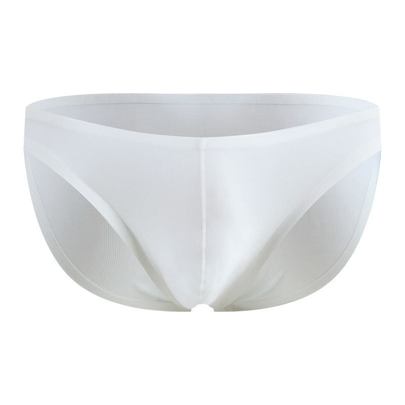 Seamless Men Briefs Ice Silk Underwear White
