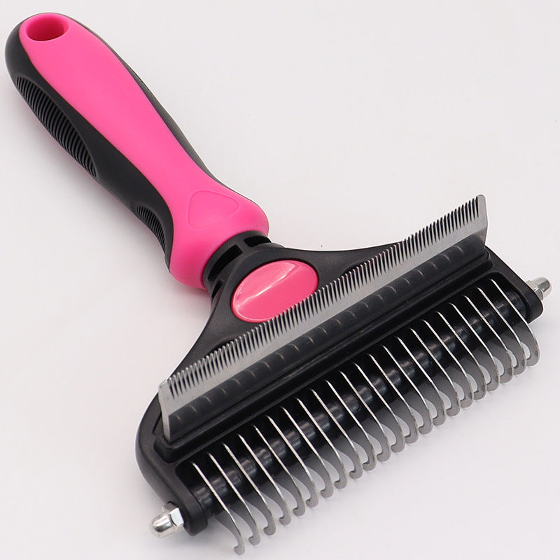 Pet Hair Unknotting Comb Thin Comb Two-in-one Beauty Products Pink
