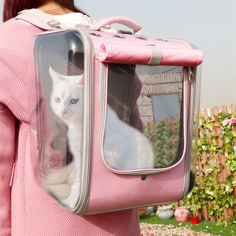 Pet Cat Carrier Backpack Breathable Cat Travel Outdoor Shoulder Bag For Small Dogs Cats Portable Packaging Carrying Pet Supplies Pink