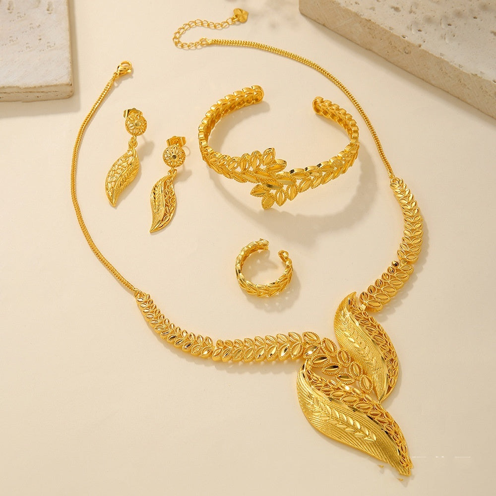Bridal Necklace Earrings Hollow Carved Jewelry 9color