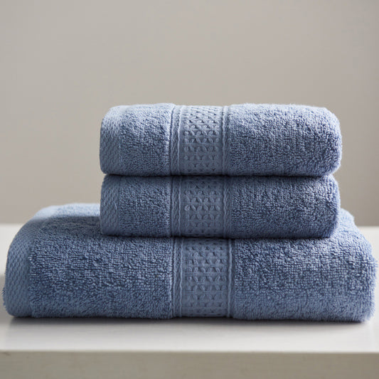 Minimalist Style Square Towel Towel Bath Towel Set Towel Pure Cotton Blue grey 3piece set