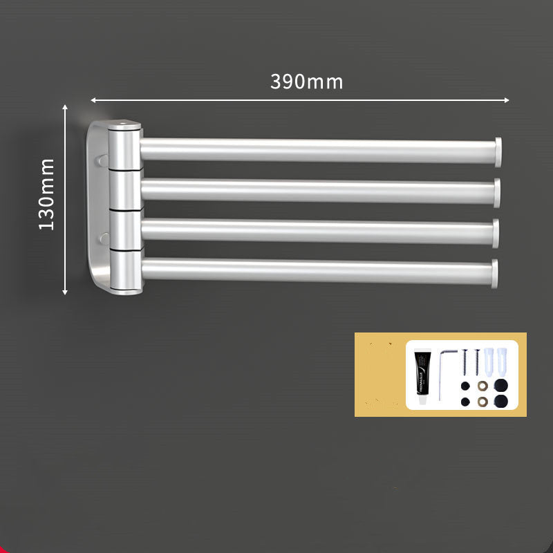 Rotating Towel Rack Free Punch Toilet Bathroom Sliver 4Rod
