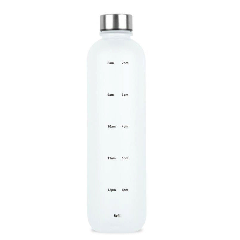 Plastic Water Bottle Frosted Gradient Sports Handle White 1L