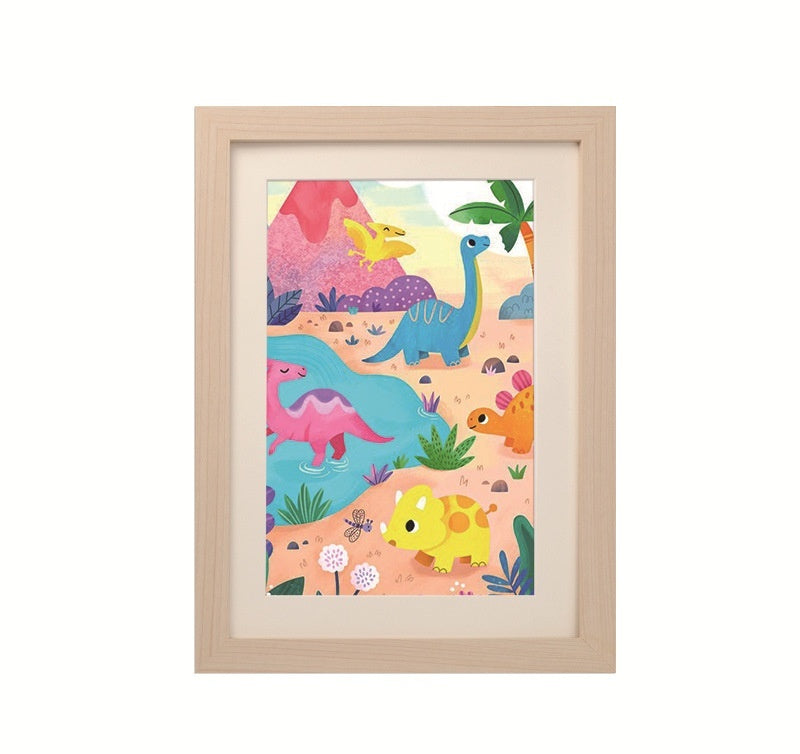 A4 Children's Painting Storage Frame DiyKidsArt Magnetic Picture Frame Wood Color Inner Diameter Size A4