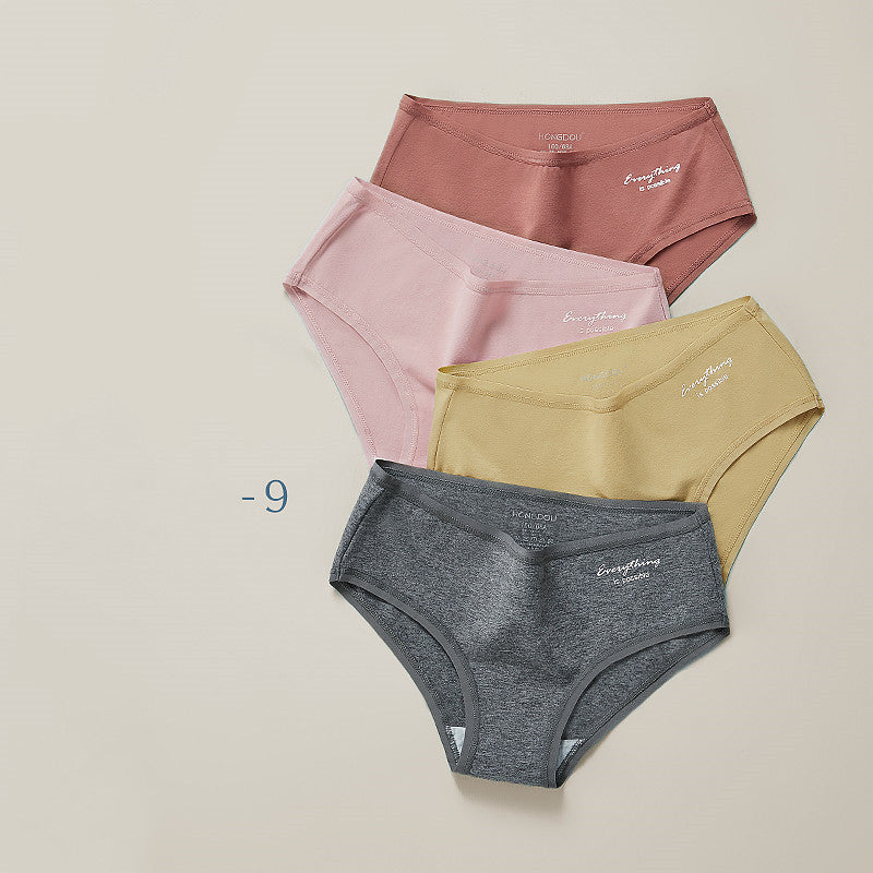 Ladies Mid Waist Underwear Women Pure Cotton 9 Style 4PCS
