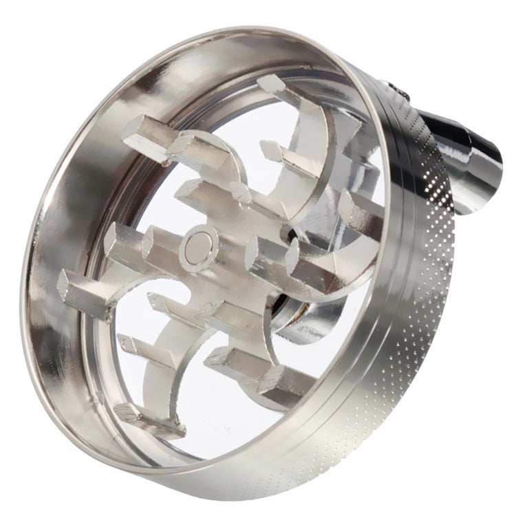 Hand Crank Diameter 55mm Four-layer Zinc Alloy Metal Grinder Cigarette Breaker Smoking Set