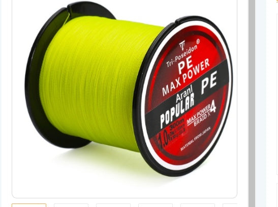 4Braided Fishing PE Strong Pull Horse Main Line 300M Yellow 1.0x300m