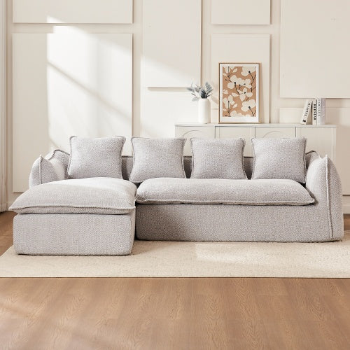 VIDEO Provided Sofa Deep Seat Sofa 3 Seater For Living Room Oversized Comfy Sofa L-Shape Sofa Couch With Chaise Home Furniture Sleeper Sectional Sofa For Apartment, Office Left Hand Facing Grey
