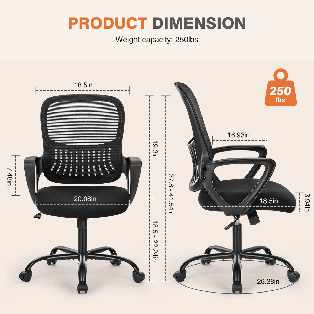 Tall Office Chair For Standing Desk With Adjustable Foot Ring,Counter Height Office Chairs BlackFixed Handra