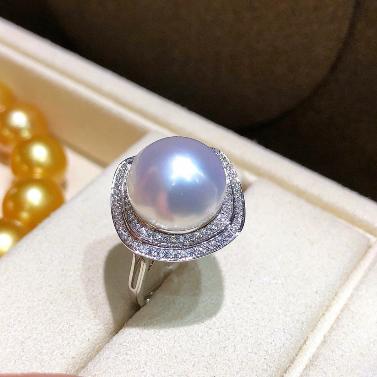 925 Silver Natural Pearl Jewelry Suit Pearl Ring 12to13mm 925 Silver