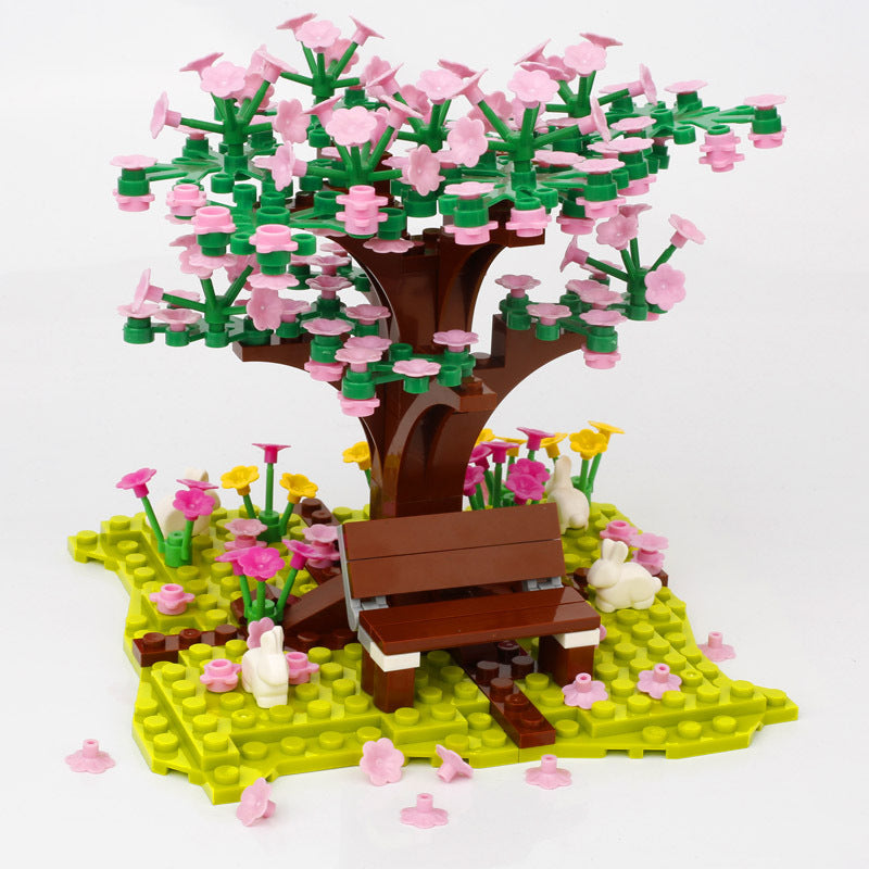 Sakura Trees Plants Animals Small Particles Assembling Educational Toys Pink