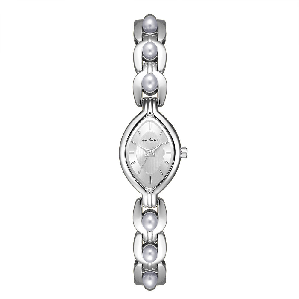 Mid-ancient Light Luxury Imitation Pearl Elegant Women's Watch Classic Silver