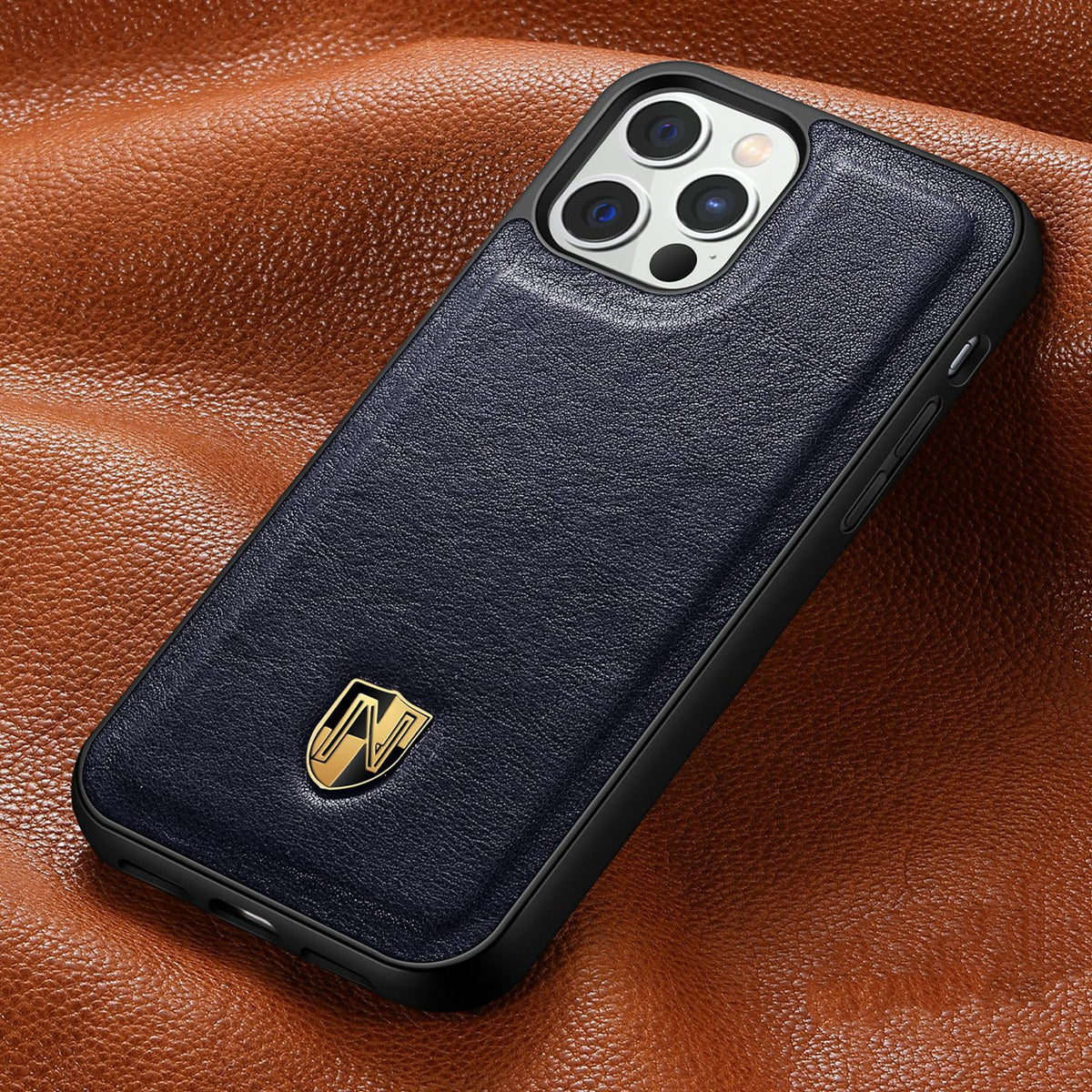 Leather Phone Case Luxury Top Layer Leather Blue
