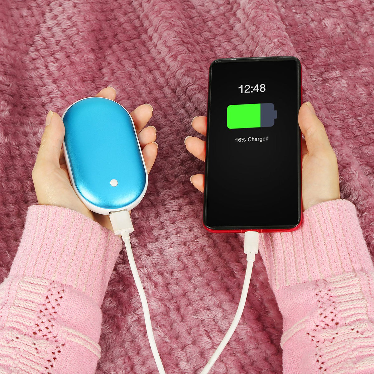 ROSELUXE Rechargeable Hand Warmer & 5000mAh Power Bank - Double-Sided Heat, 3 Levels