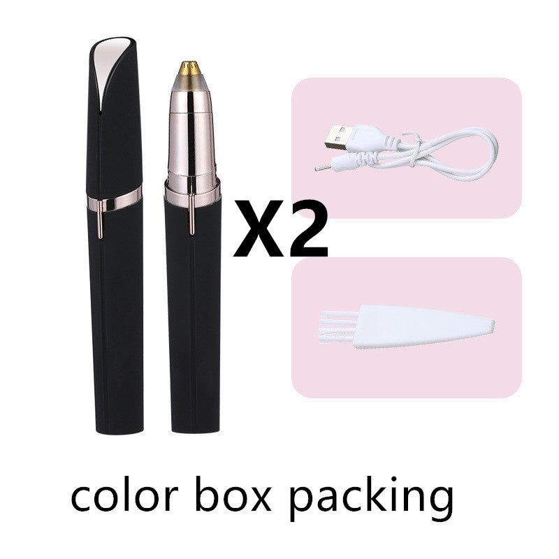 Eyebrow Epilator Maquiagem Profissional Completa Trymer Do Brwi Eye Brow Trimmer For Rasoir Visage Femme Make Up Eye Brow Shaper Black charging color box 2PC