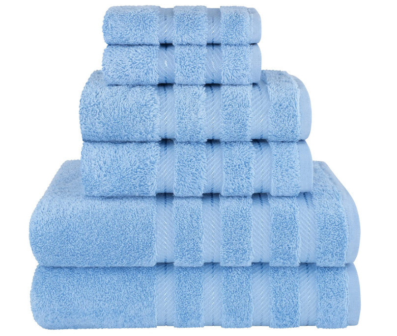 Absorbent Long Staple Cotton Towel Bath Towel Set Sky blue 3times