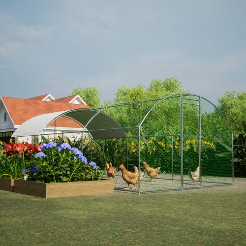 Large Chicken Coop Metal Chicken Track With Waterproof And UV Cover, Dome Shape Walk-In Fence Chicken Coop For Outdoor And Yard Farm Use
