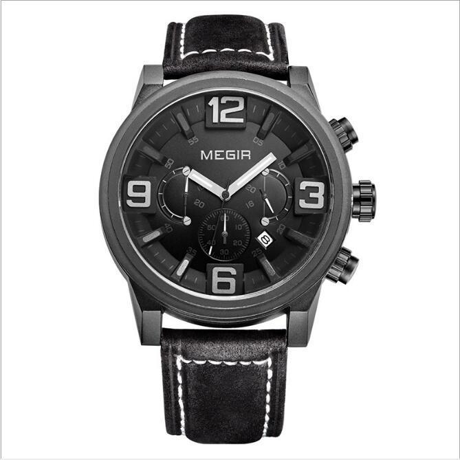 Watch Men's Watch Three-eye Luminous Waterproof Sports Watch Watch Black