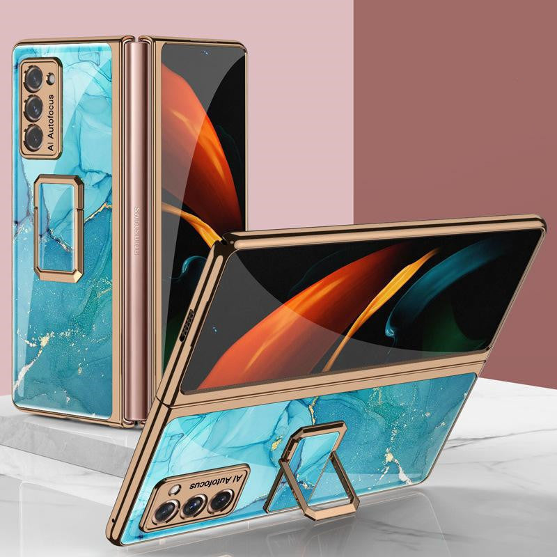 Folding Vertical Clock Phone Case Full Inclusive Personality Male Lake Blue SM Galaxy Z Fold2