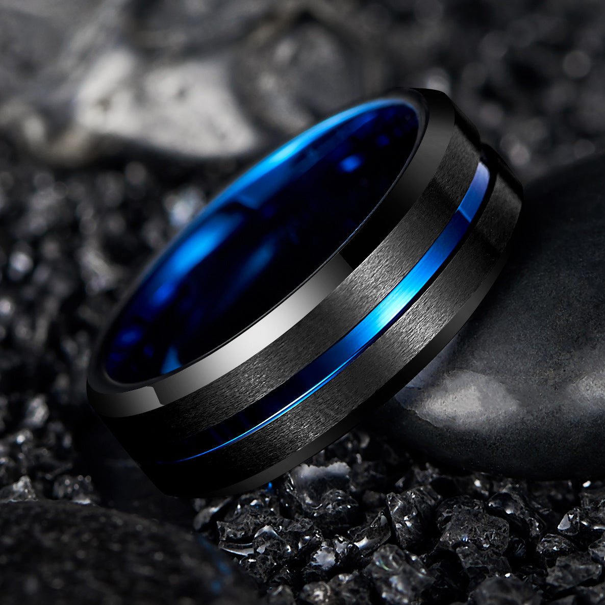 Men's 8mm Wide Vacuum Plating Tungsten Ring